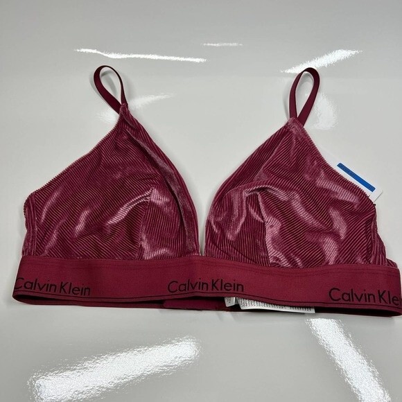 Calvin Klein bra women unlined sans double burgundy bra triangle size XL chic - Picture 13 of 13